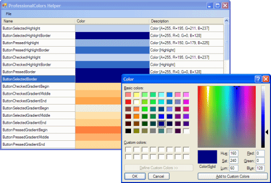 ProfessionalColors Helper